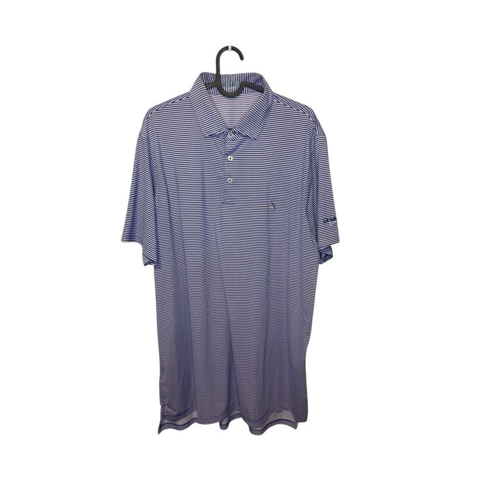 Striped Polo Shirt Draddy Sport Golf Athletic Blue White Menswear